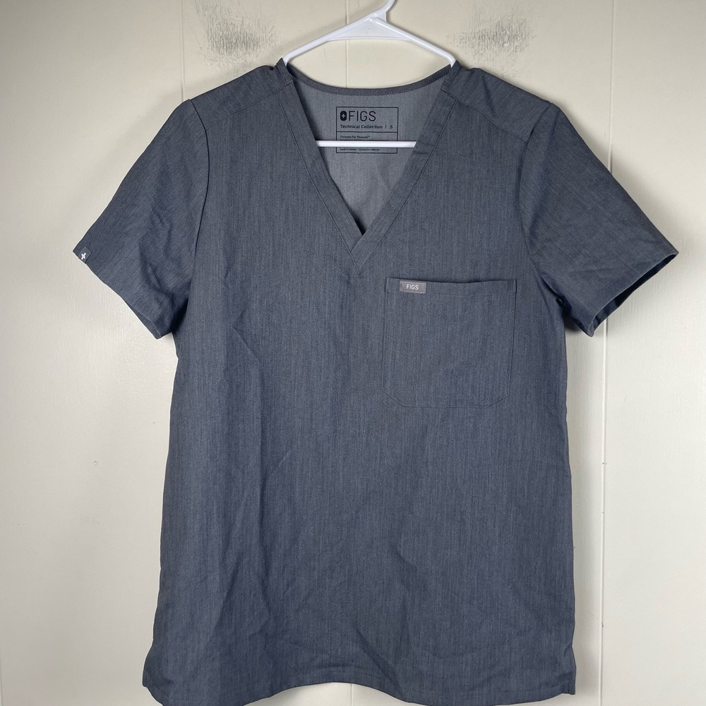 FIGS Technical Collection Grey Scrub Top Pants Set Womens Size S